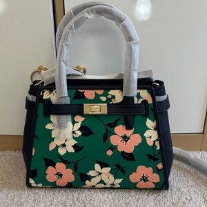 Kate Spade Green and Black Floral Satchel